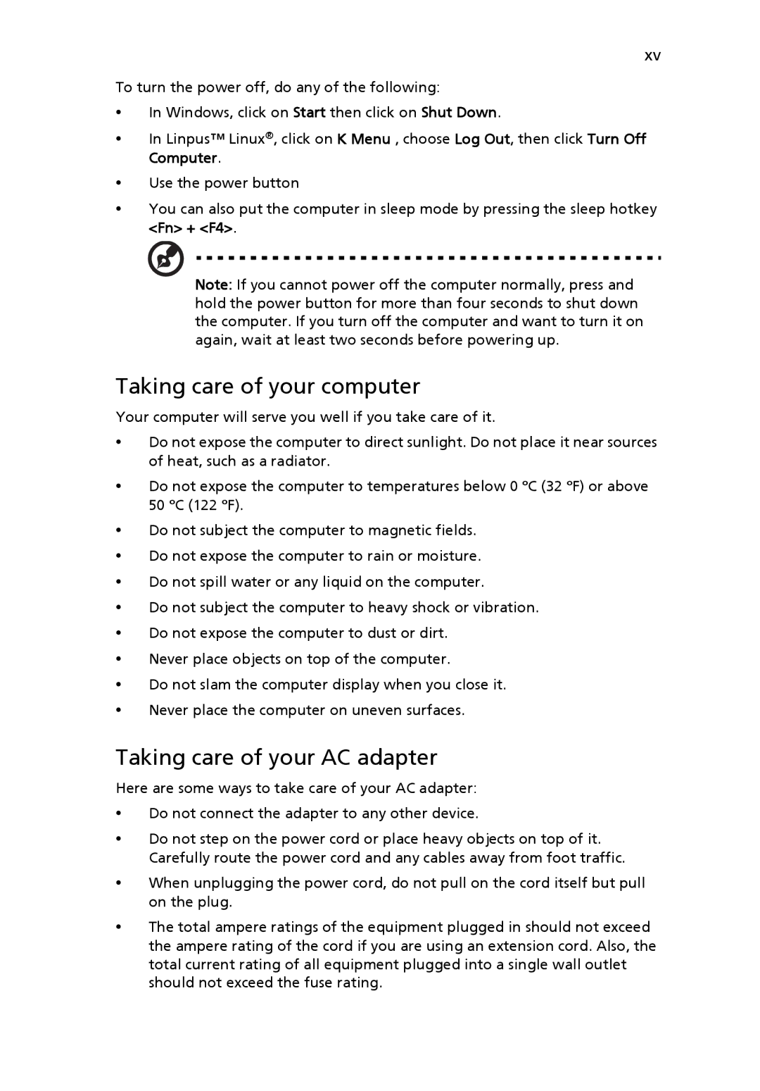 eMachines E510 Series manual Taking care of your computer, Taking care of your AC adapter 