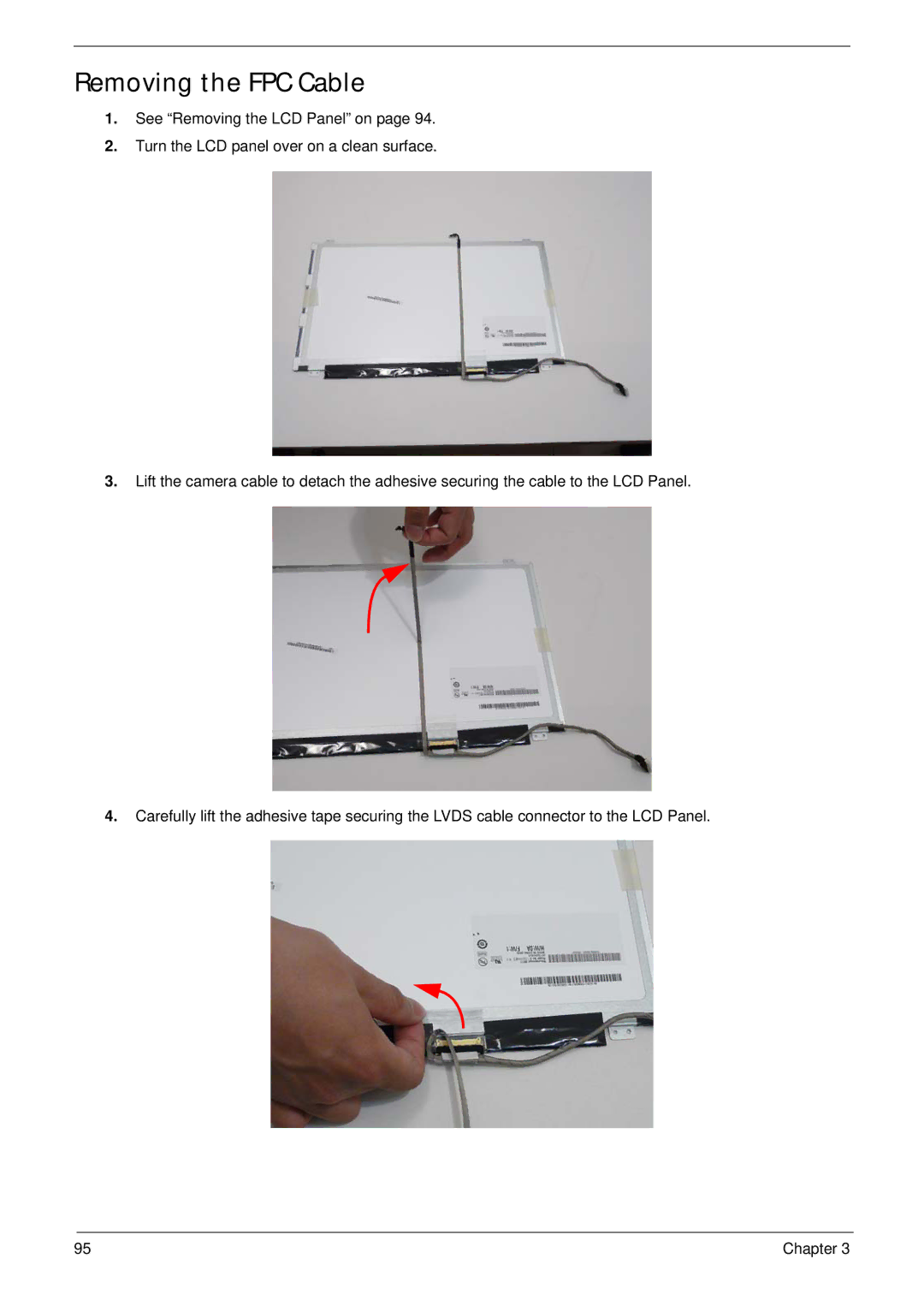 eMachines E628 manual Removing the FPC Cable 