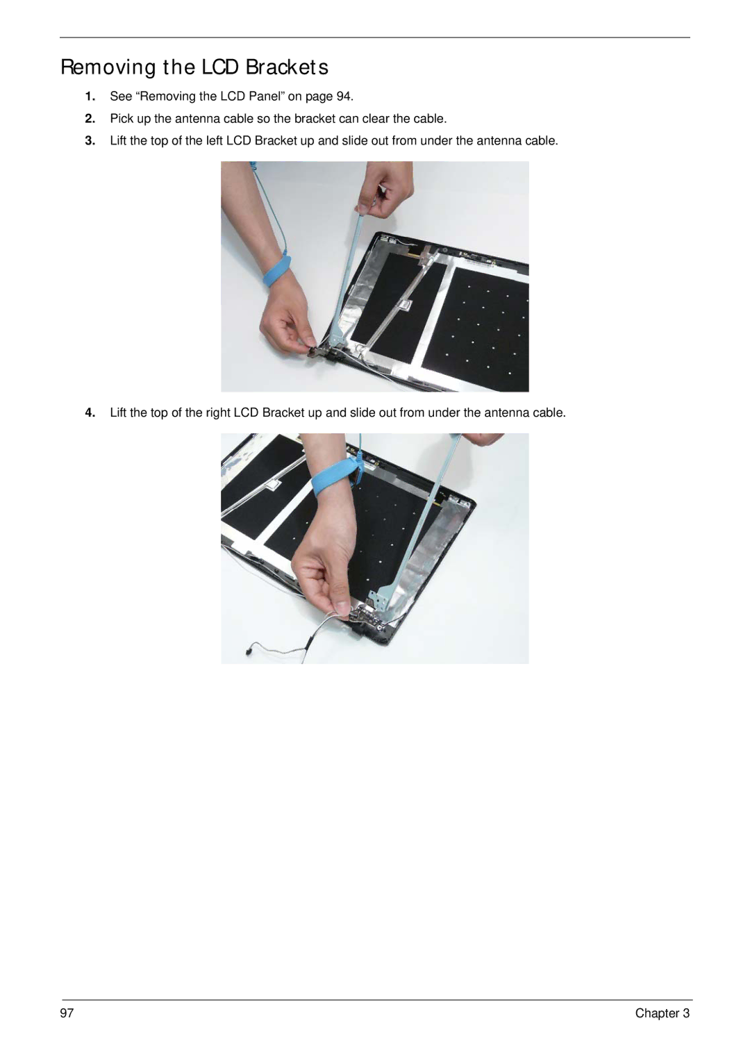 eMachines E628 manual Removing the LCD Brackets 