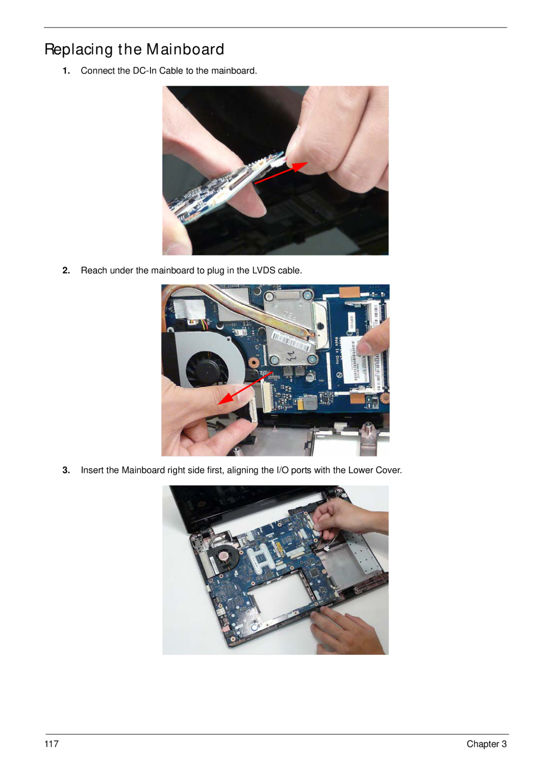 eMachines E628 manual Replacing the Mainboard 