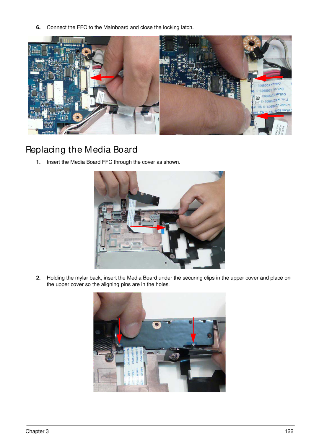 eMachines E628 manual Replacing the Media Board 