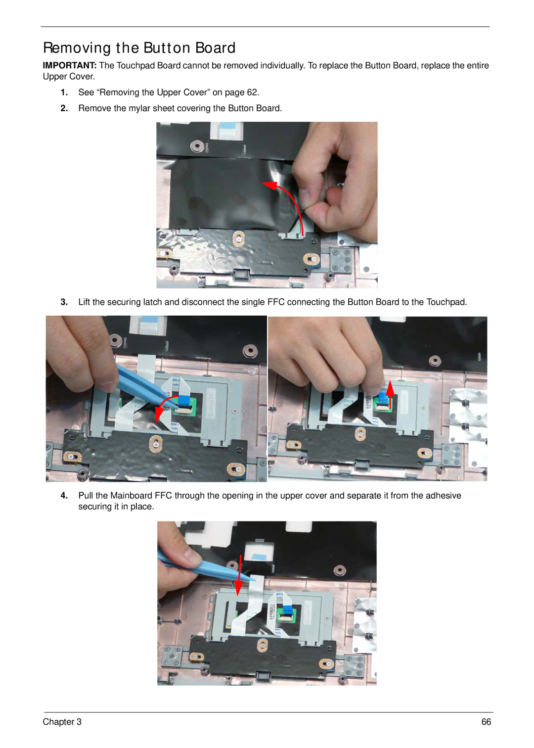 eMachines E628 manual Removing the Button Board 