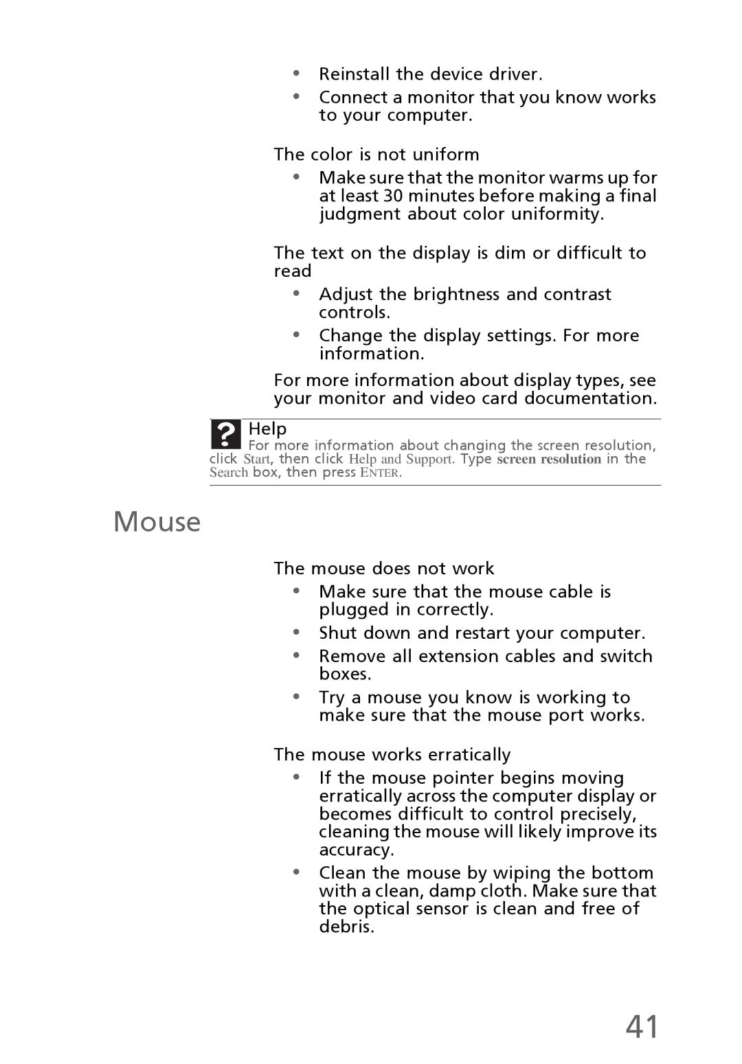 eMachines EL1300 manual Mouse 