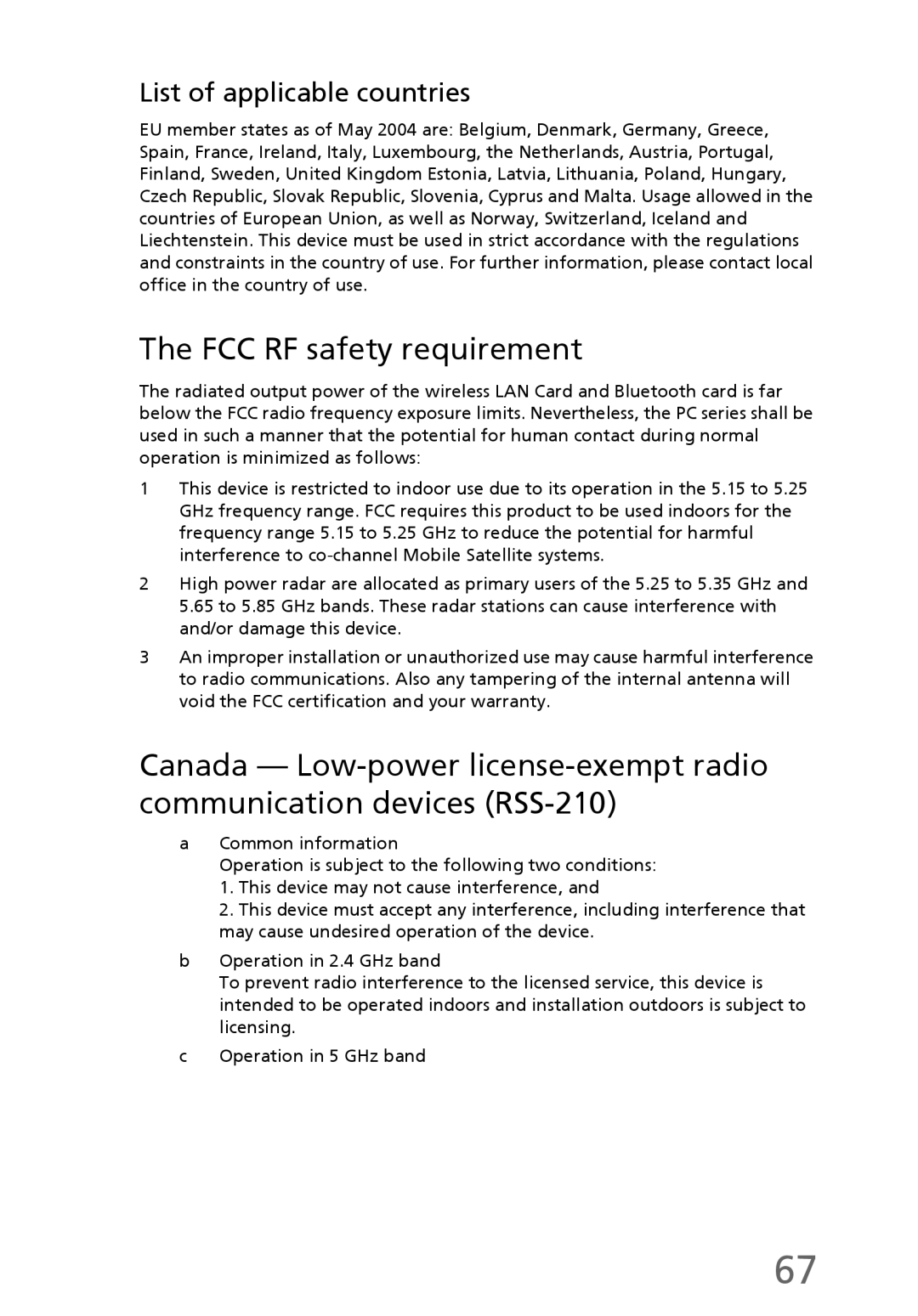 eMachines EL1300 manual FCC RF safety requirement 