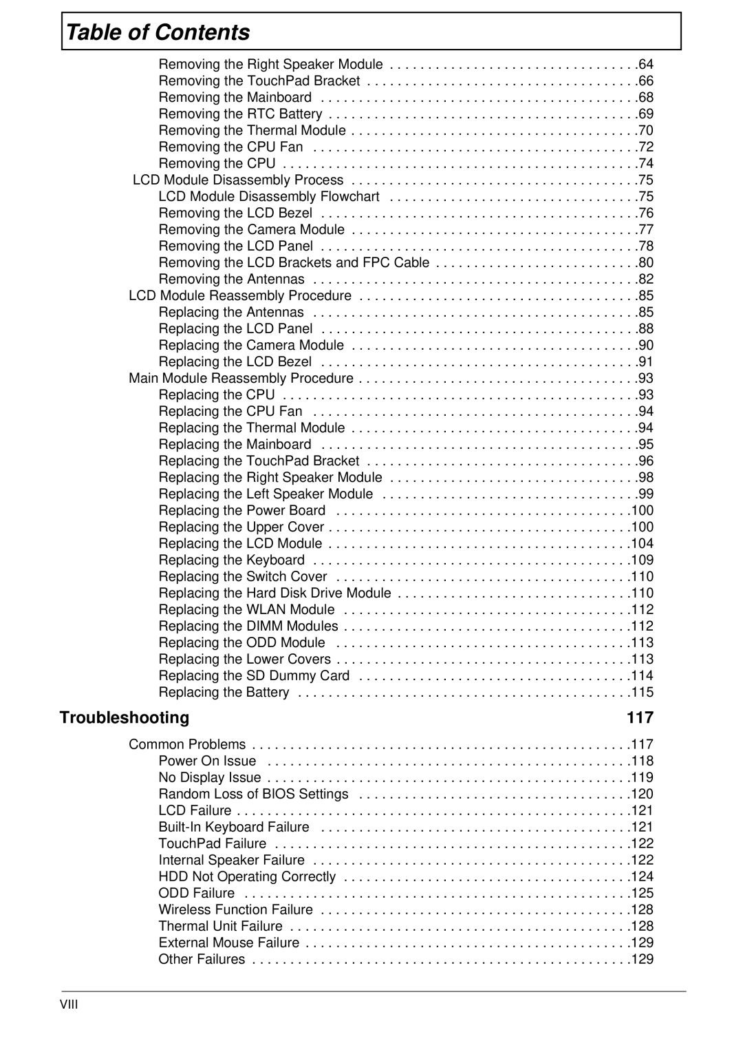 eMachines G630, G430 manual Troubleshooting 117 