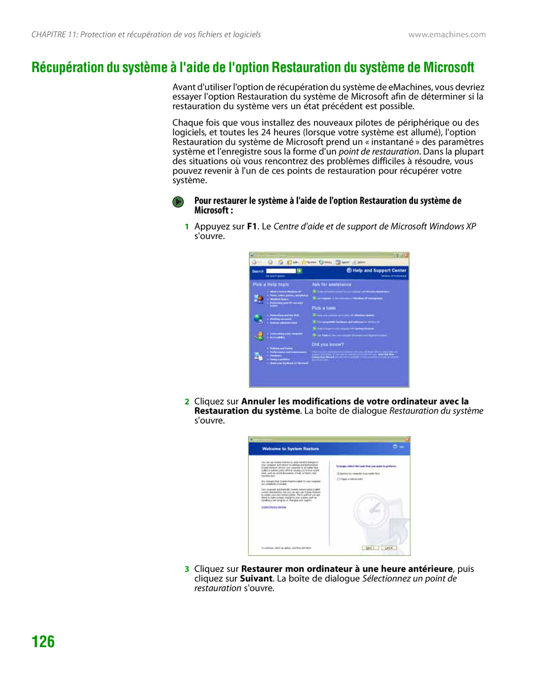 eMachines H3120 manual 126, Microsoft 