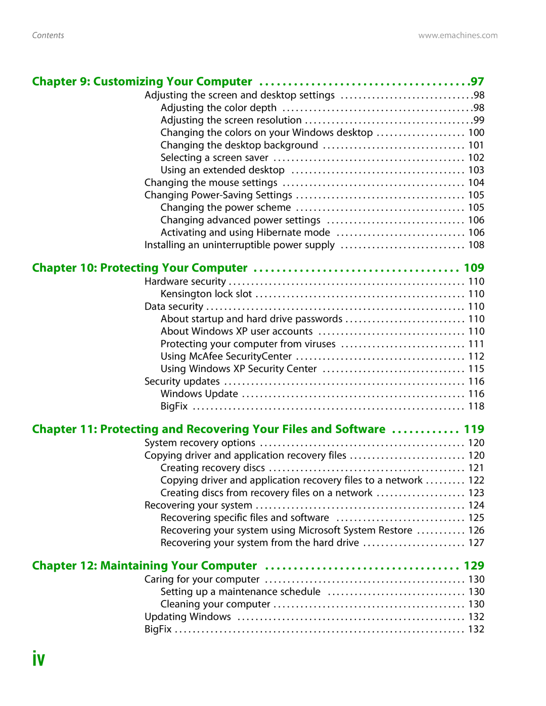 eMachines H3120 manual Customizing Your Computer 