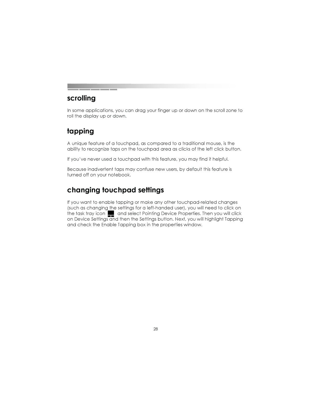 eMachines Notebooks manual Scrolling, Tapping, Changing touchpad settings 