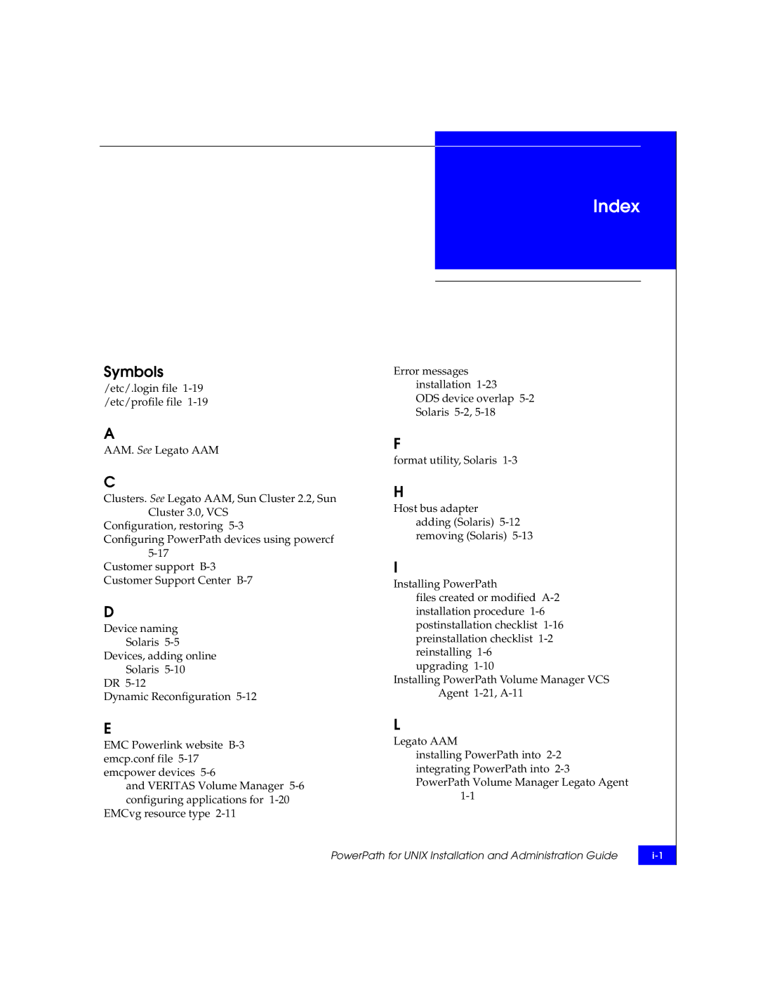 EMC 300-000-978 REV A03 manual Index, Symbols 