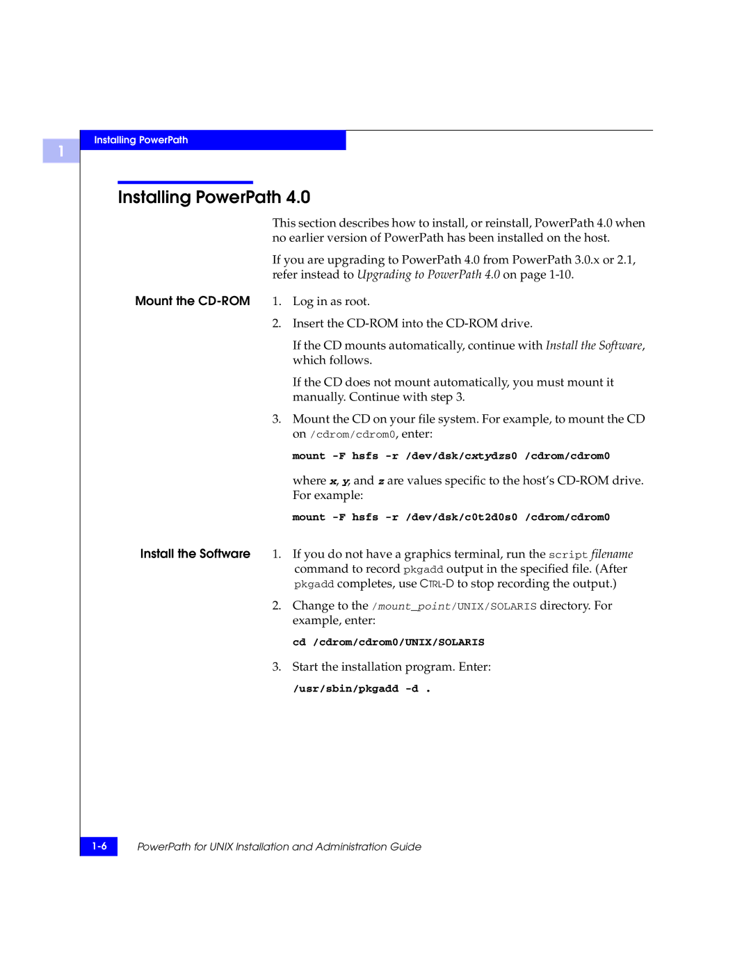 EMC 300-000-978 REV A03 manual Installing PowerPath, Start the installation program. Enter 