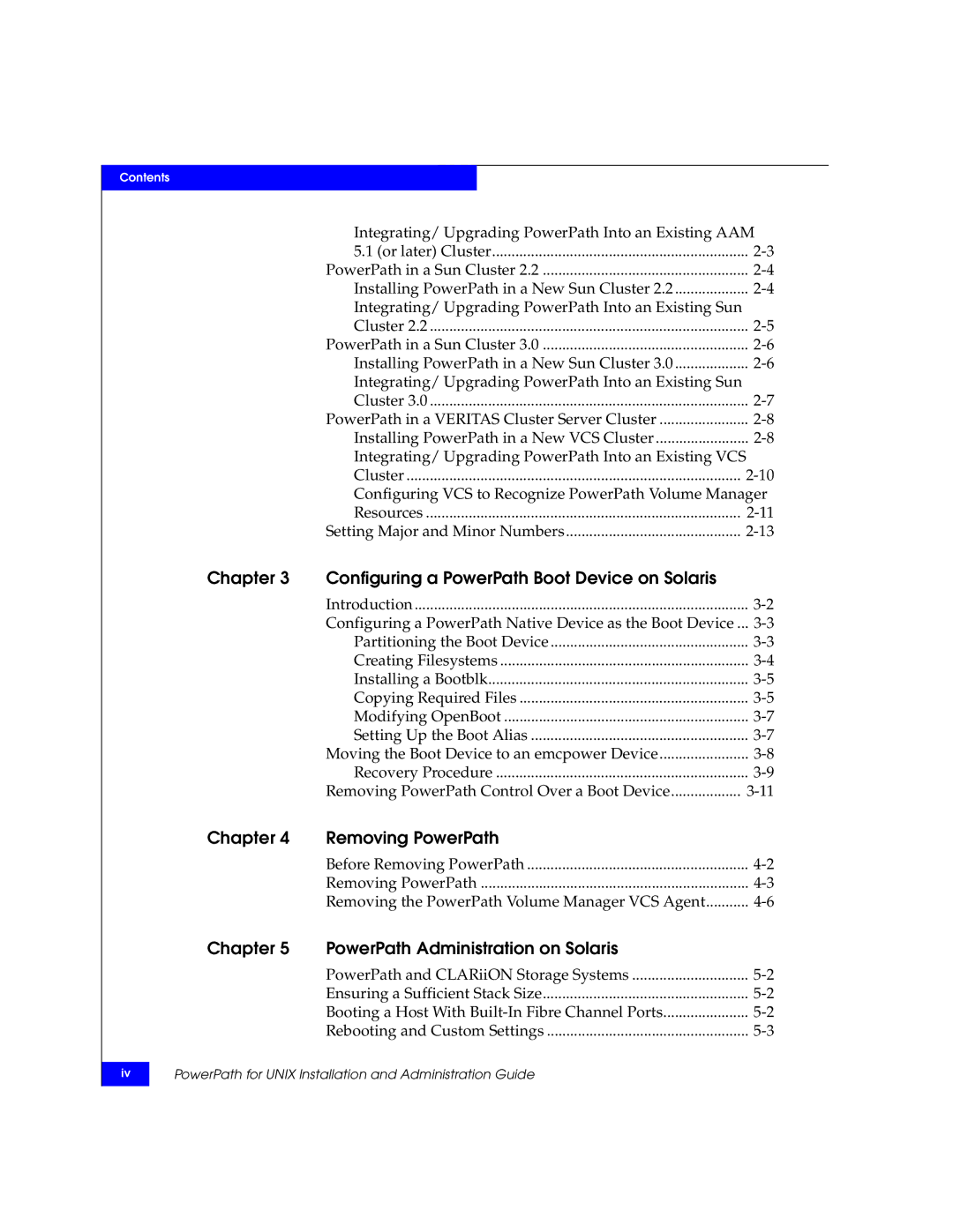 EMC 300-000-978 REV A03 manual Chapter Configuring a PowerPath Boot Device on Solaris, Chapter Removing PowerPath 