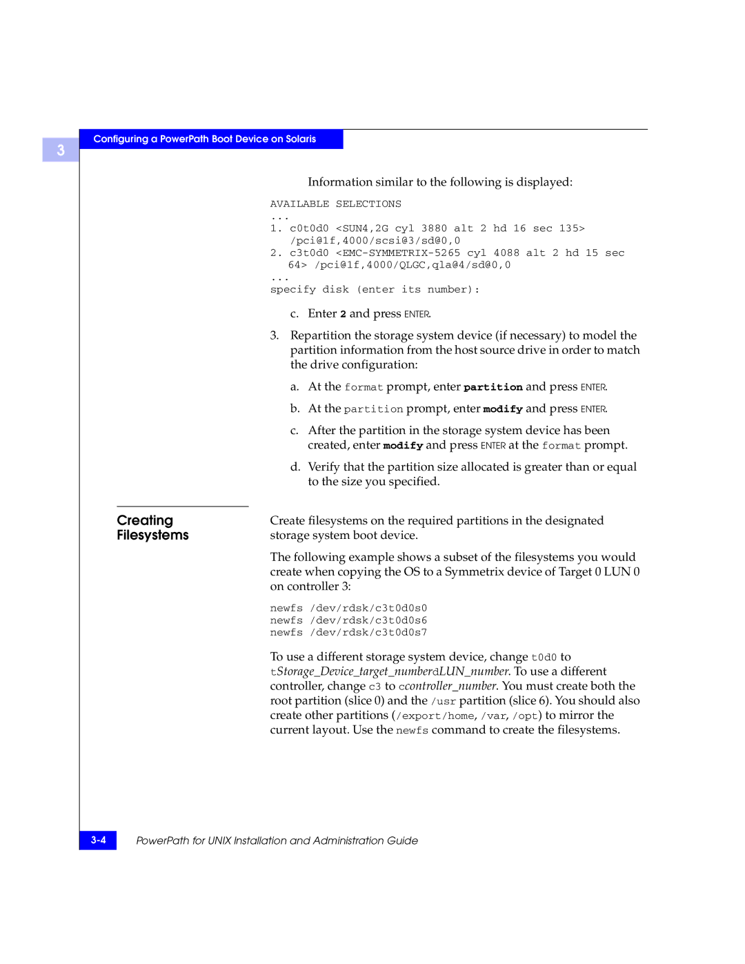 EMC 300-000-978 REV A03 manual Creating, Filesystems 