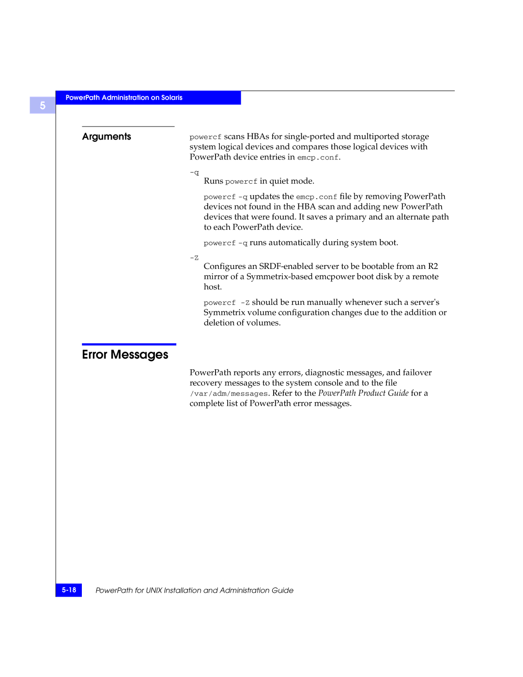 EMC 300-000-978 REV A03 manual Arguments, PowerPath device entries in emcp.conf 