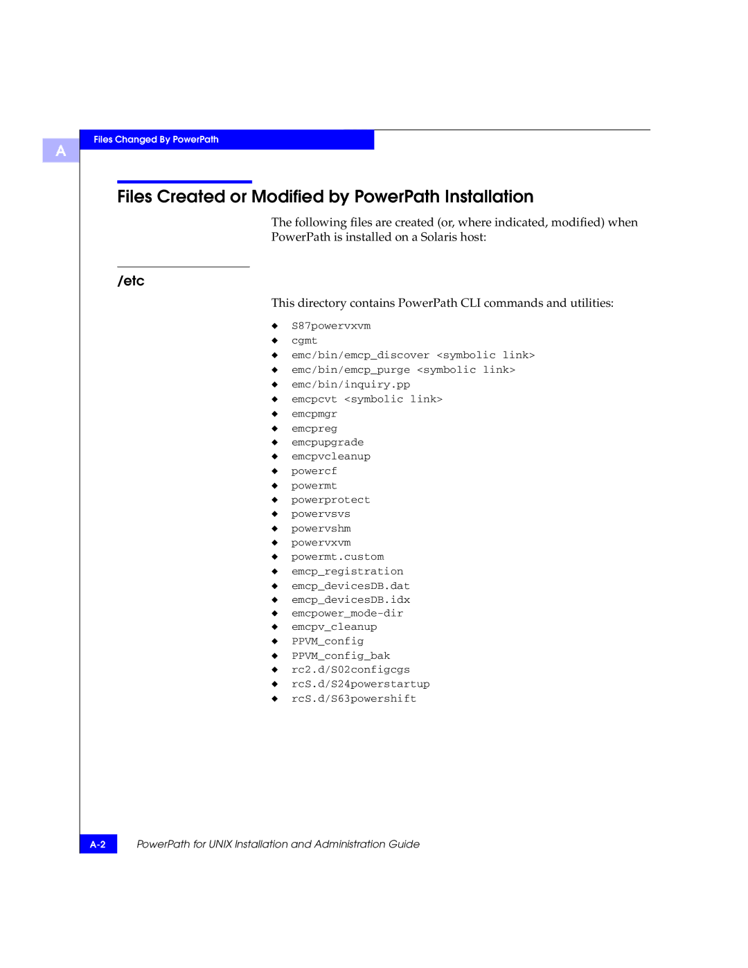 EMC 300-000-978 REV A03 manual Files Created or Modified by PowerPath Installation, Etc 