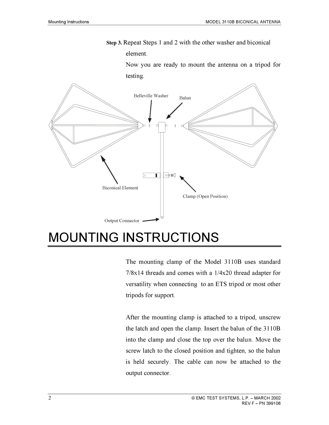 EMC 3110B manual Mounting Instructions 