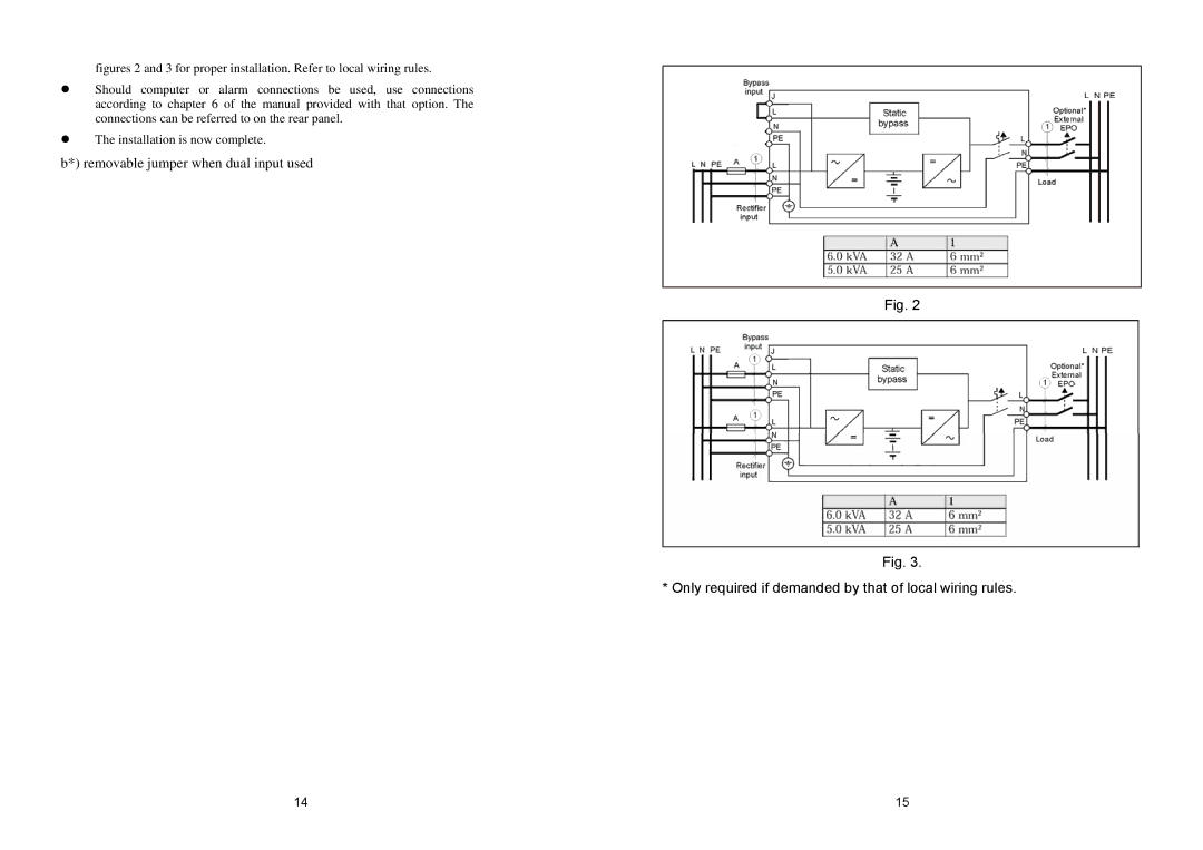 EMC 4K VA 20K VA UPS installation manual Only required if demanded by that of local wiring rules 