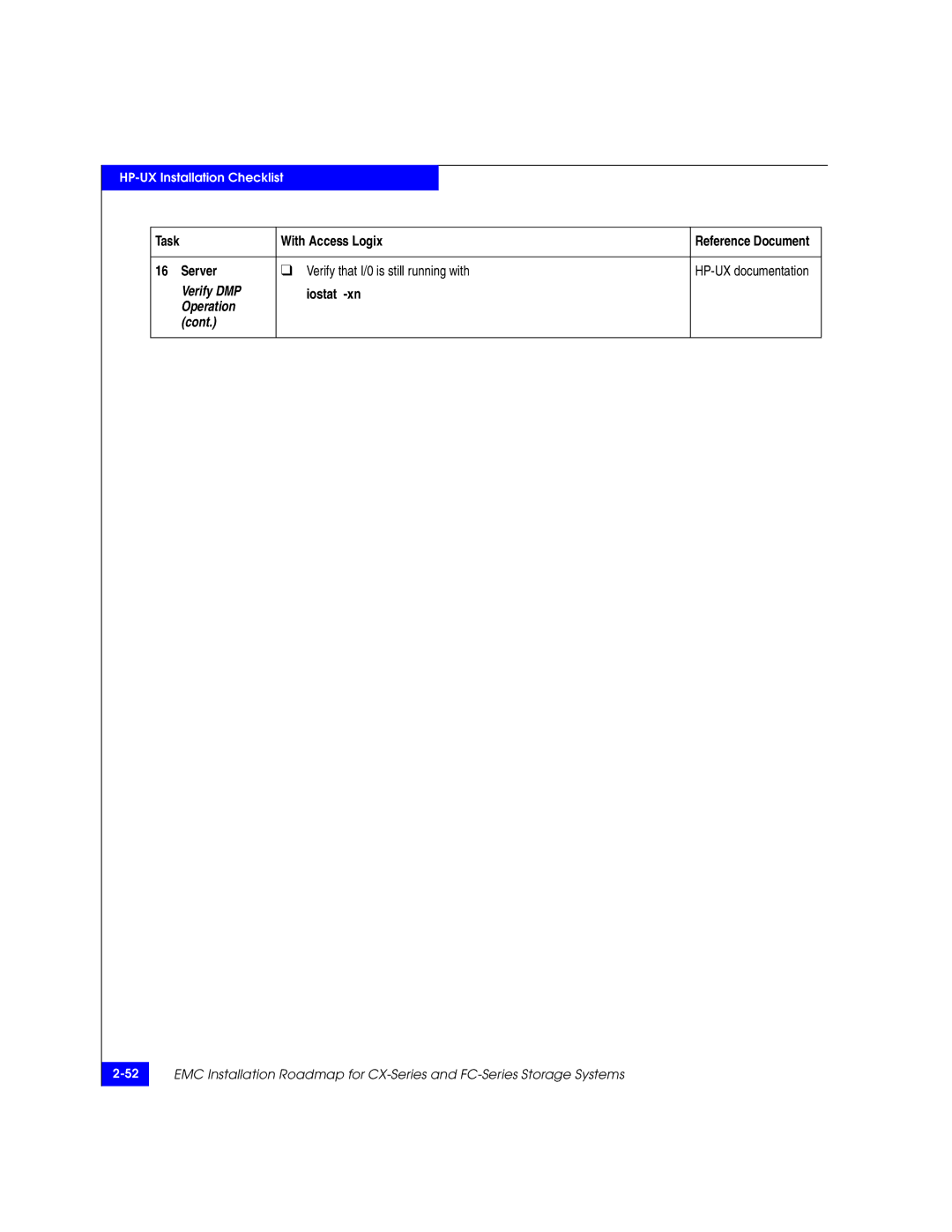 EMC 69001166 manual Server Verify that I/0 is still running with, Operation Cont 