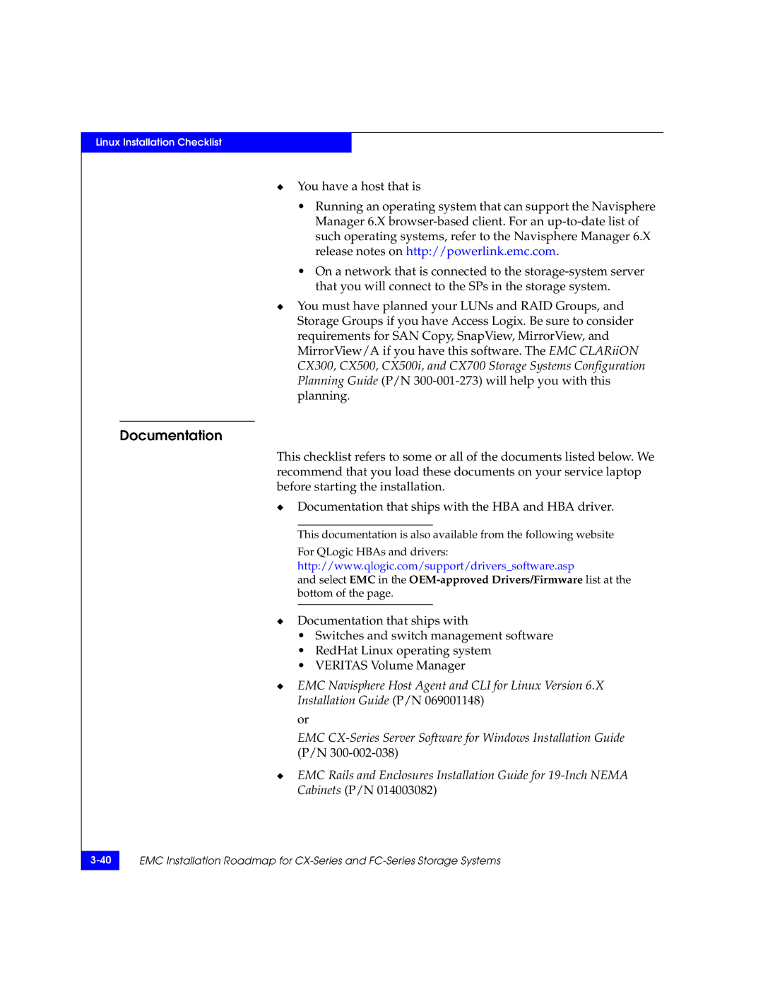 EMC 69001166 manual Documentation 