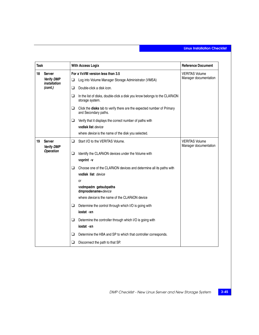 EMC 69001166 Server For a VxVM version less than, Log into Volume Manager Storage Administrator Vmsa, Installation Cont 