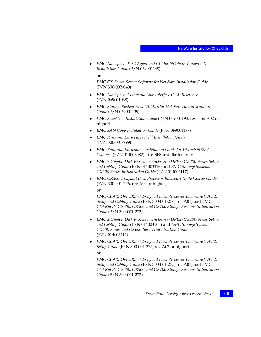 EMC 69001166 manual PowerPath Configurations for NetWare 