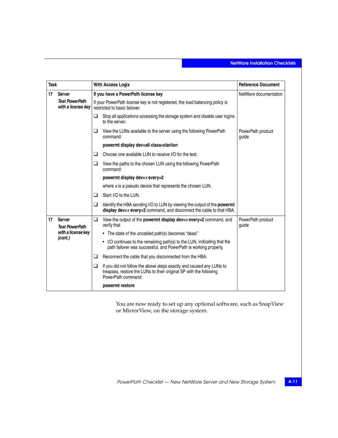 EMC 69001166 manual Server If you have a PowerPath license key, Verify that Guide 