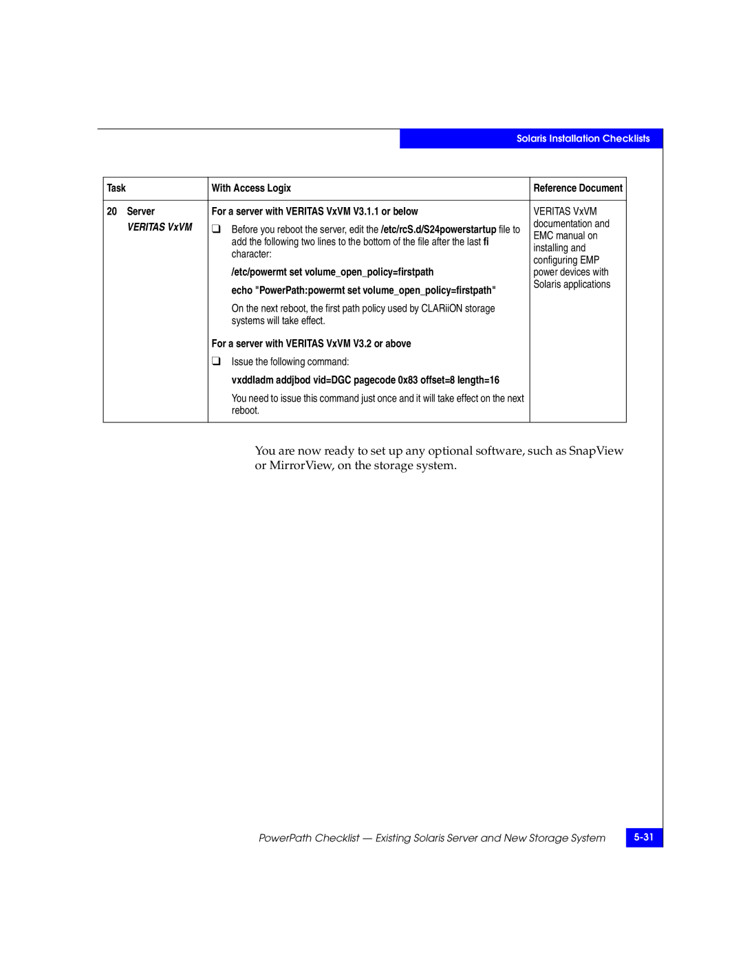 EMC 69001166 manual Server For a server with Veritas VxVM V3.1.1 or below, Installing Character Configuring EMP 