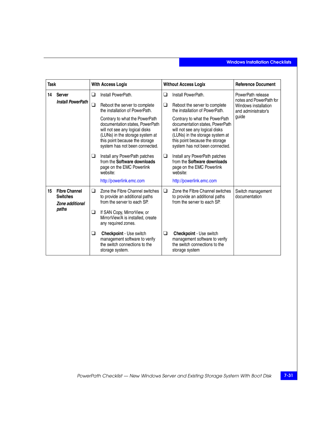 EMC 69001166 manual Install PowerPath PowerPath release, From the server to each SP 