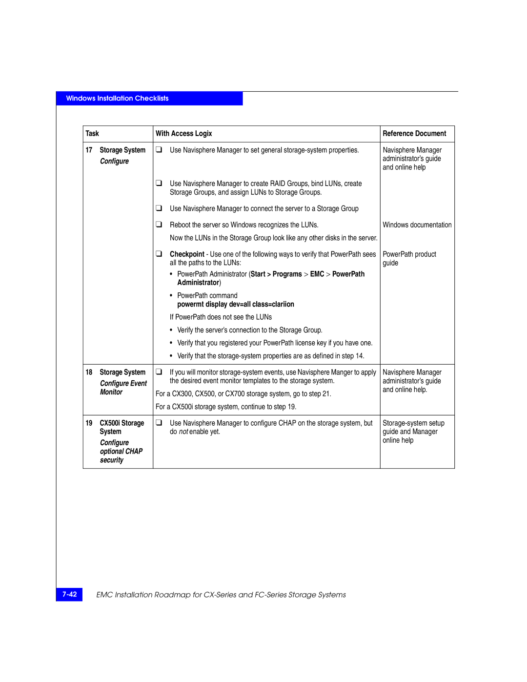 EMC 69001166 manual Reboot the server so Windows recognizes the LUNs, All the paths to the LUNs Guide 