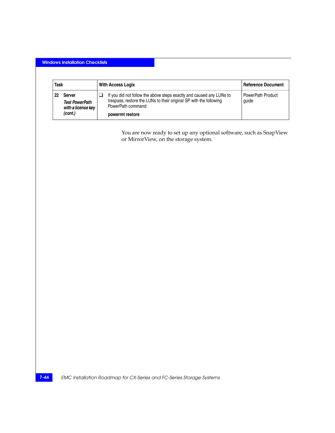 EMC 69001166 manual Task Server, Powermt restore 