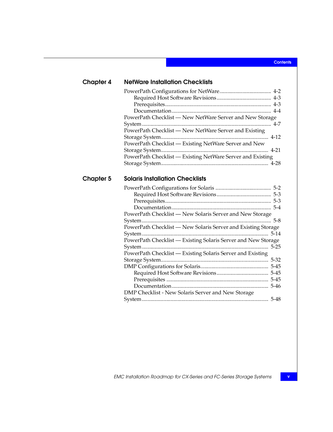 EMC 69001166 manual Chapter NetWare Installation Checklists 