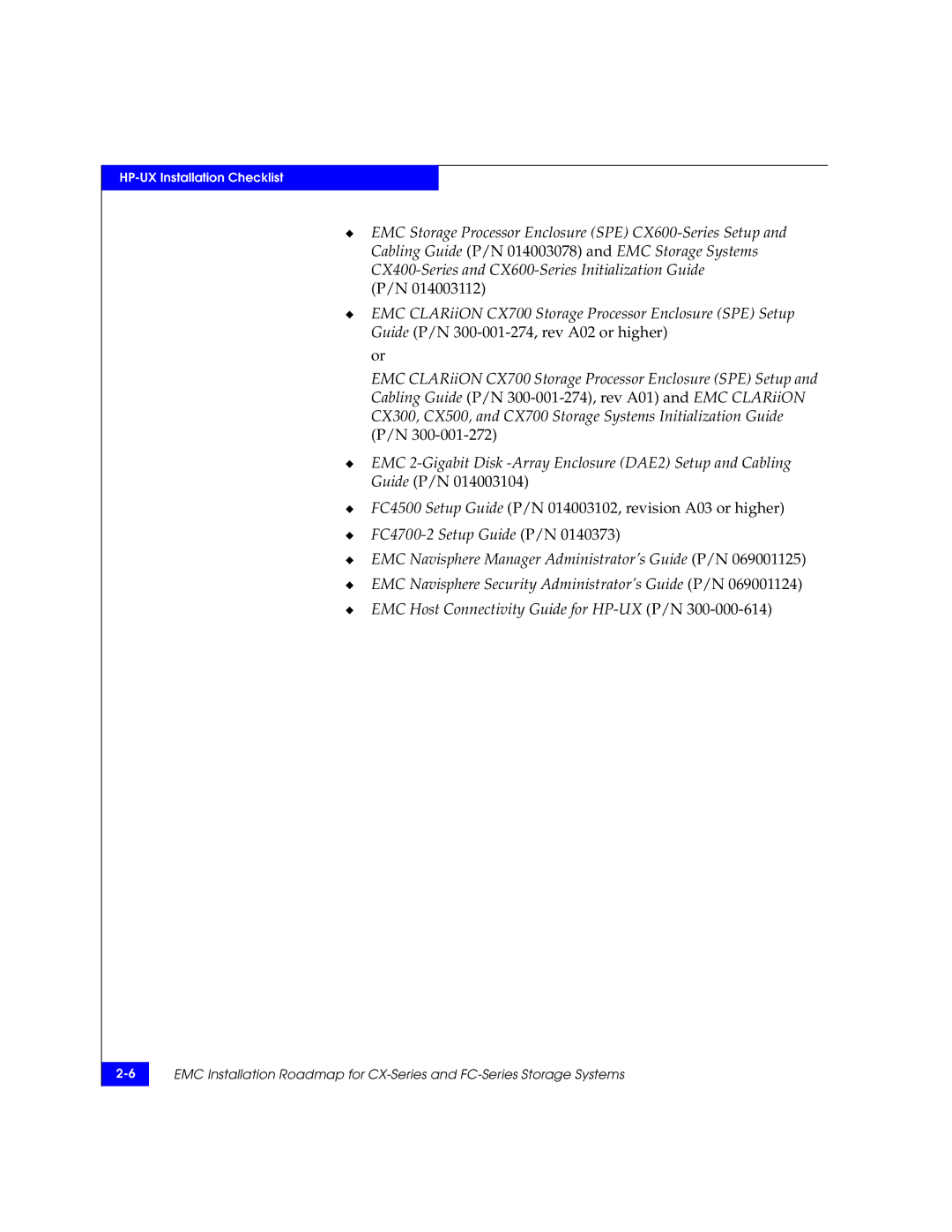 EMC 69001166 manual FC4500 Setup Guide P/N 014003102, revision A03 or higher 