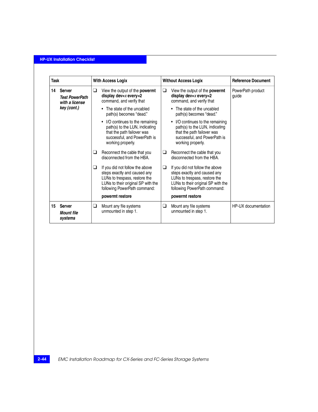 EMC 69001166 manual Mount any file systems, Mount file, Unmounted in step, Systems 