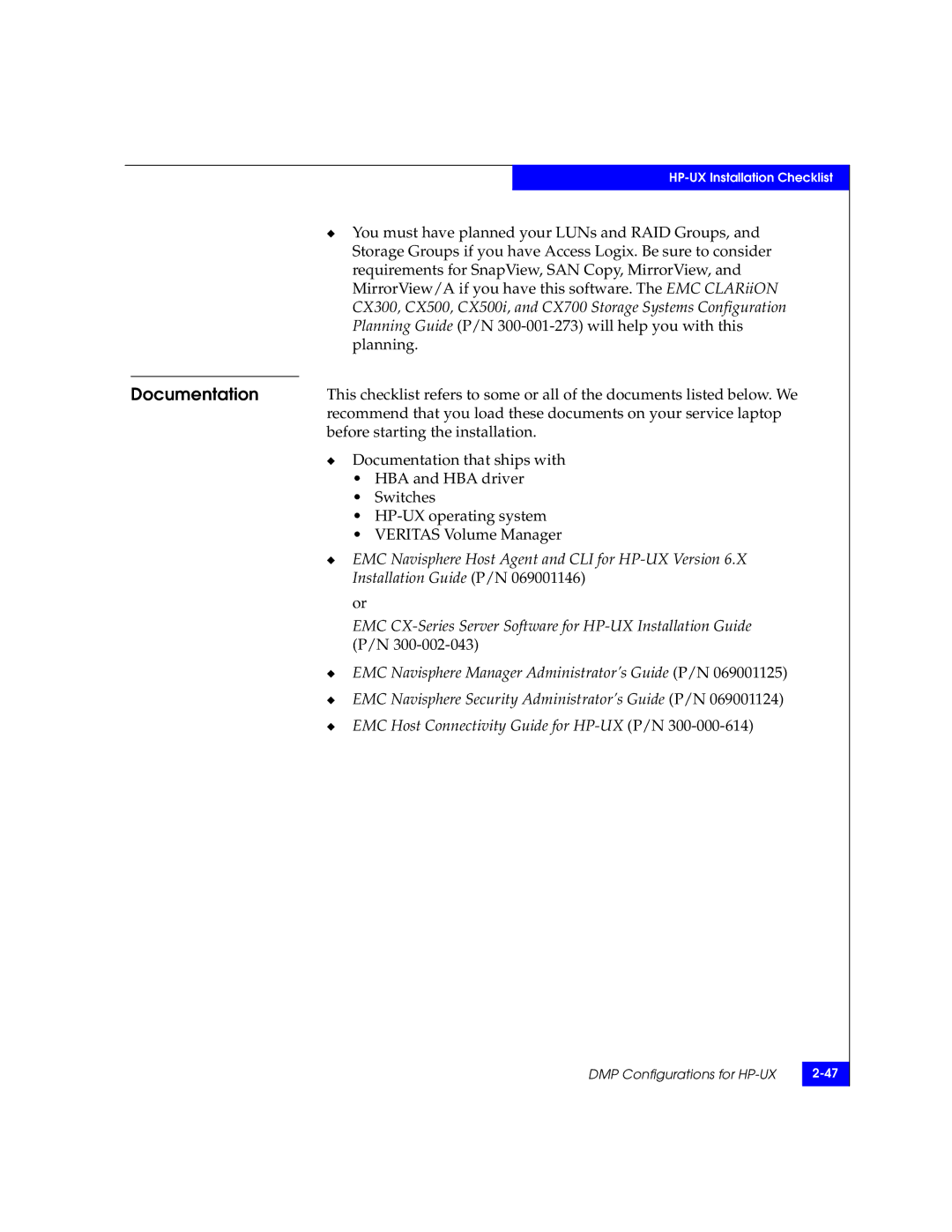 EMC 69001166 manual EMC Navisphere Host Agent and CLI for HP-UX Version 