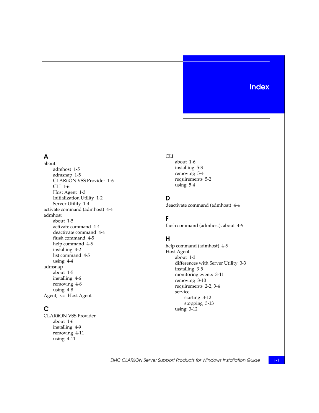 EMC CLARiiON manual Index 