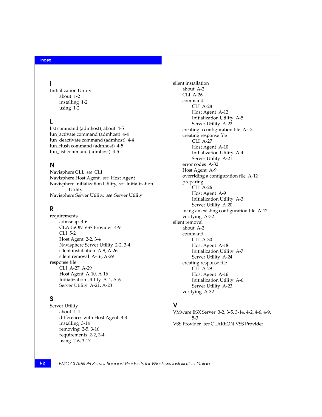 EMC CLARiiON manual Index 