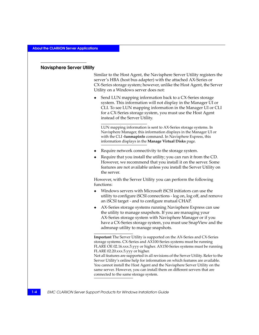 EMC CLARiiON manual Navisphere Server Utility 