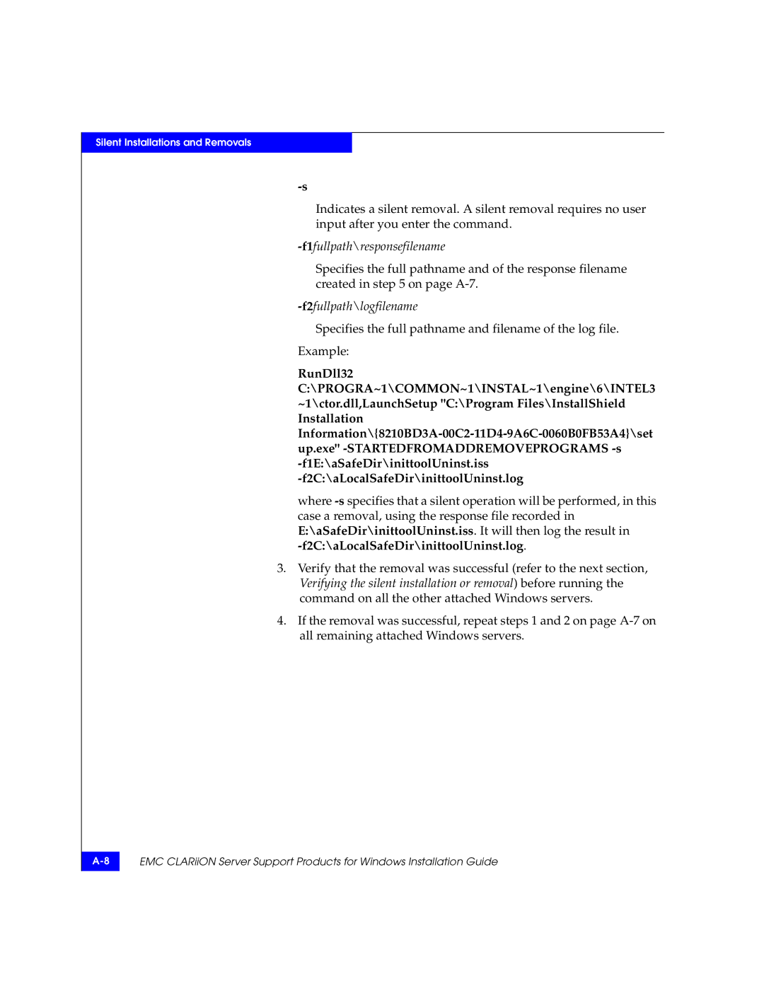 EMC CLARiiON manual F2fullpath\logfilename 