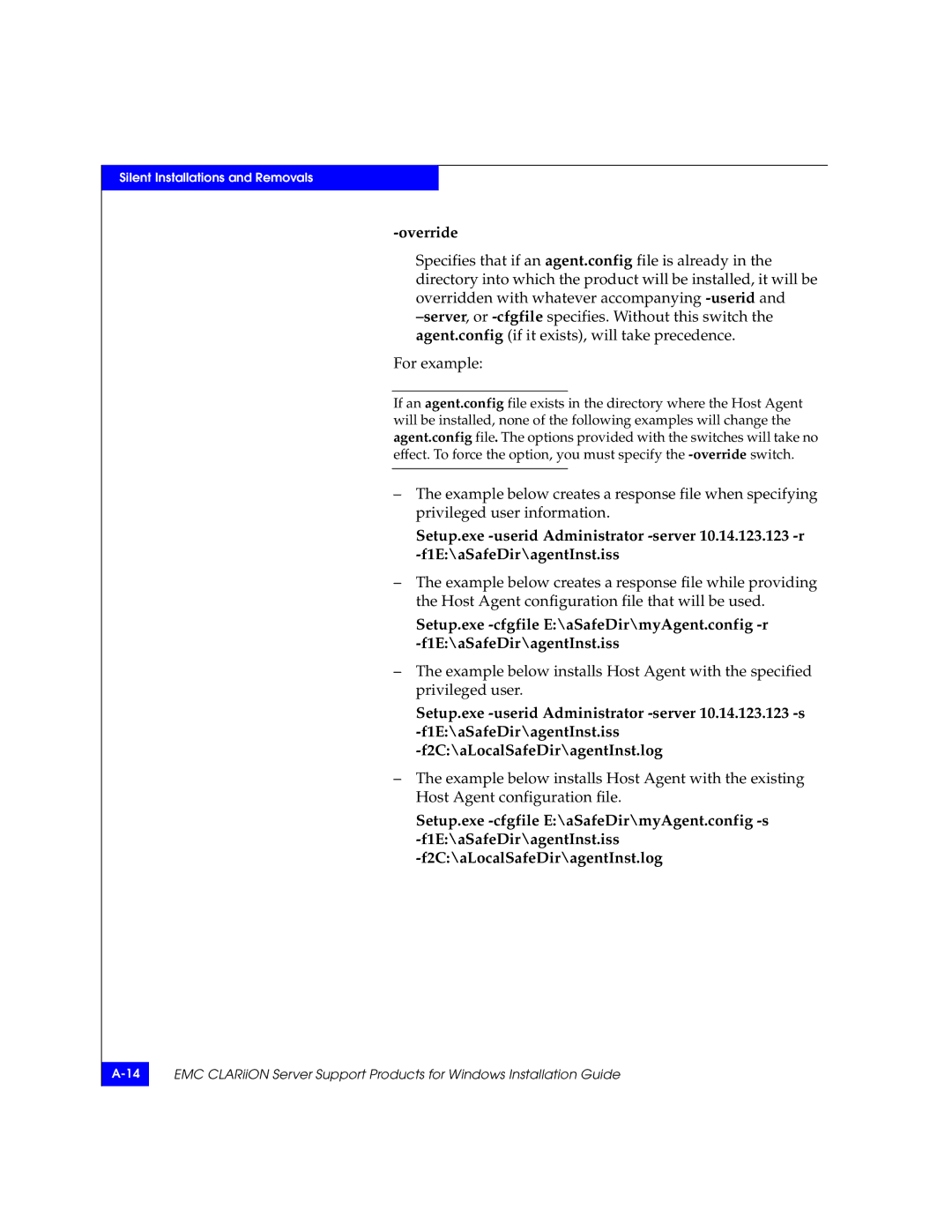 EMC CLARiiON manual Override 