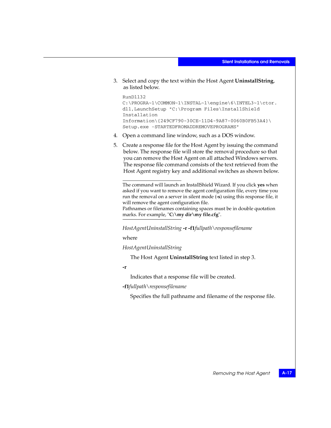 EMC CLARiiON manual Removing the Host Agent 