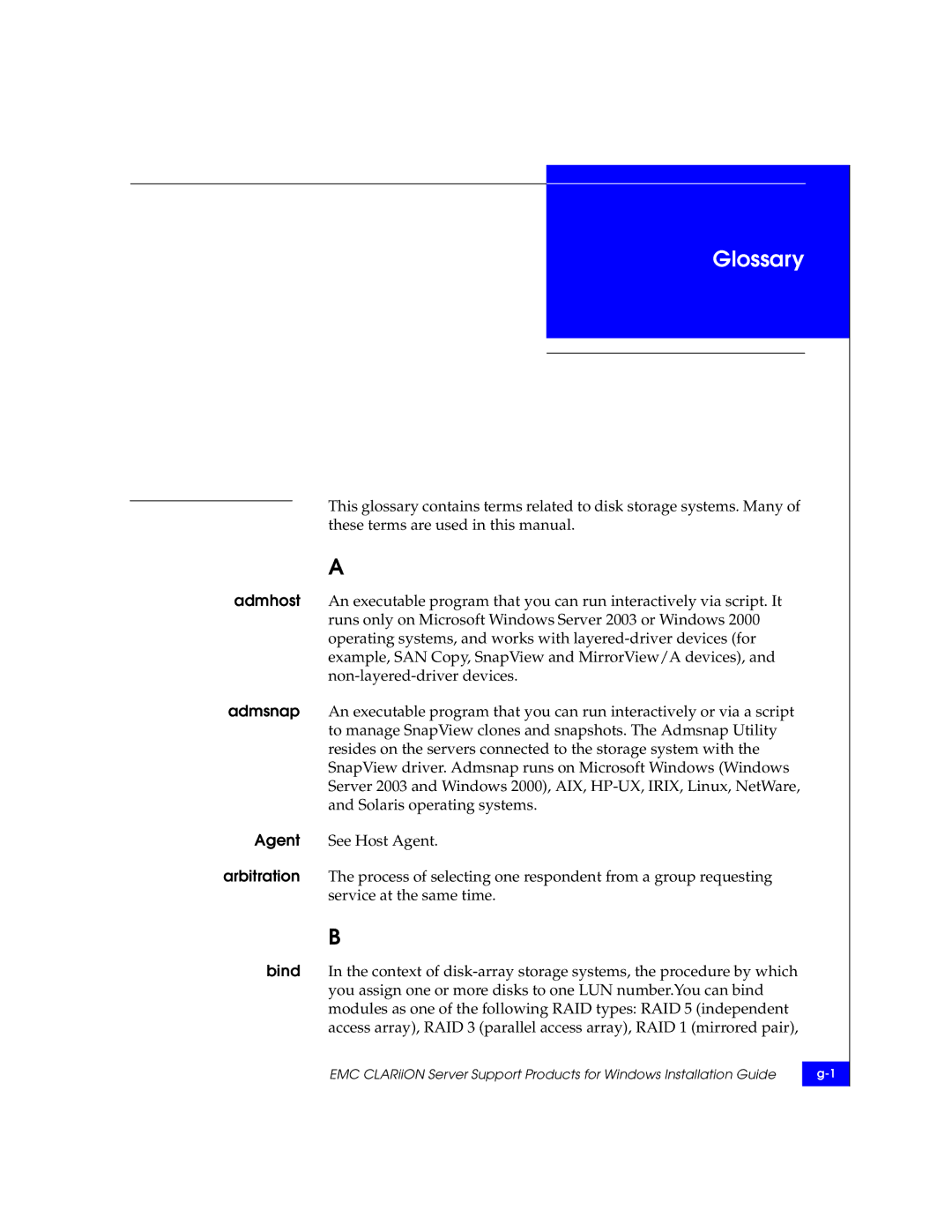 EMC CLARiiON manual Glossary 