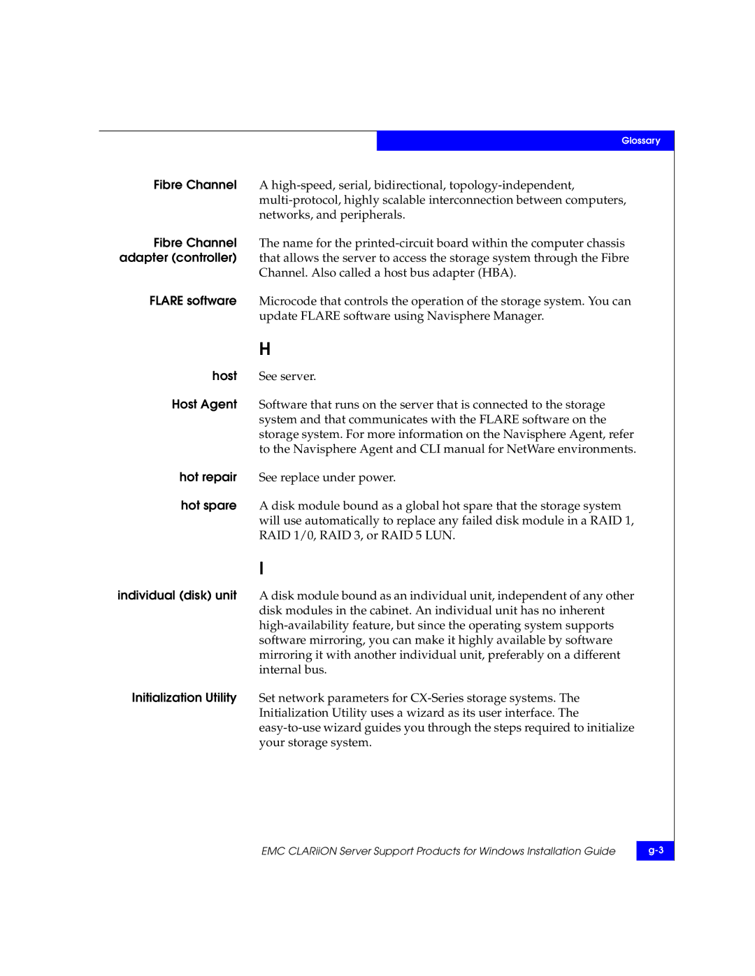 EMC CLARiiON manual Glossary 