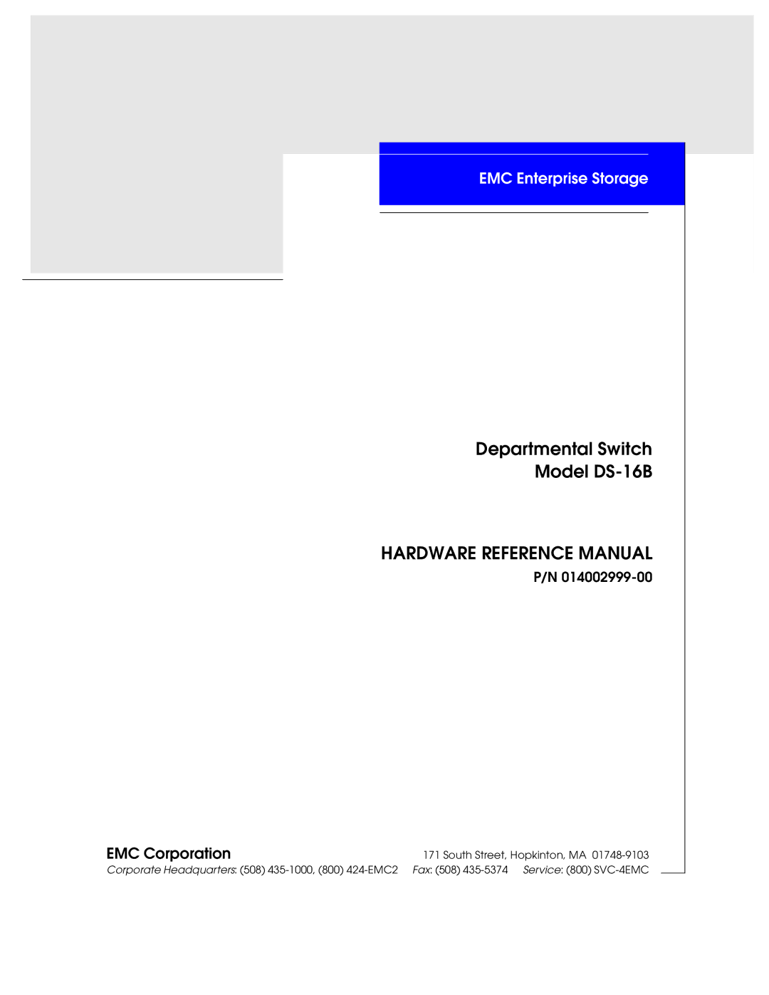 EMC manual Departmental Switch Model DS-16B, Hardware Reference Manual 