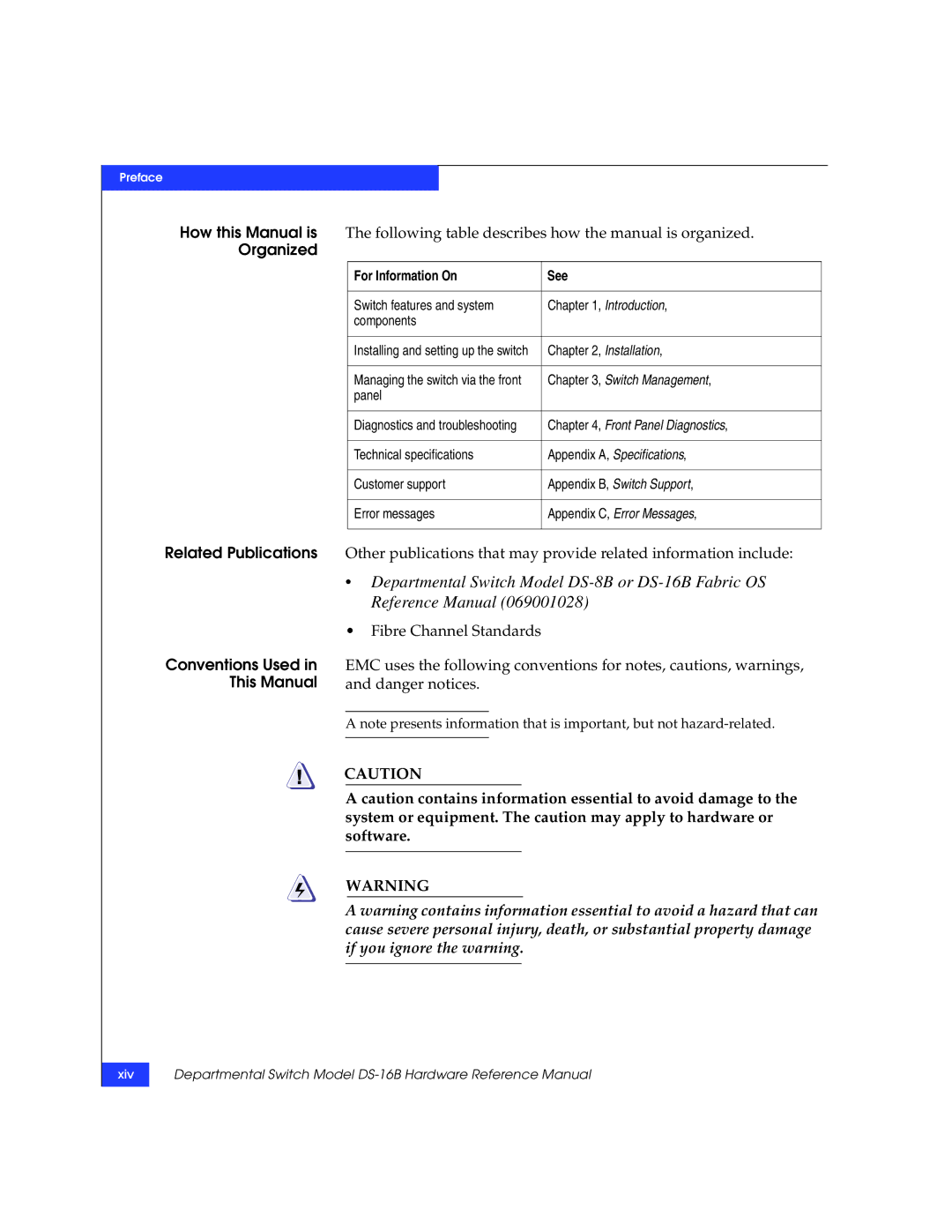 EMC DS-16B manual Related Publications Conventions Used in This Manual, For Information On See 