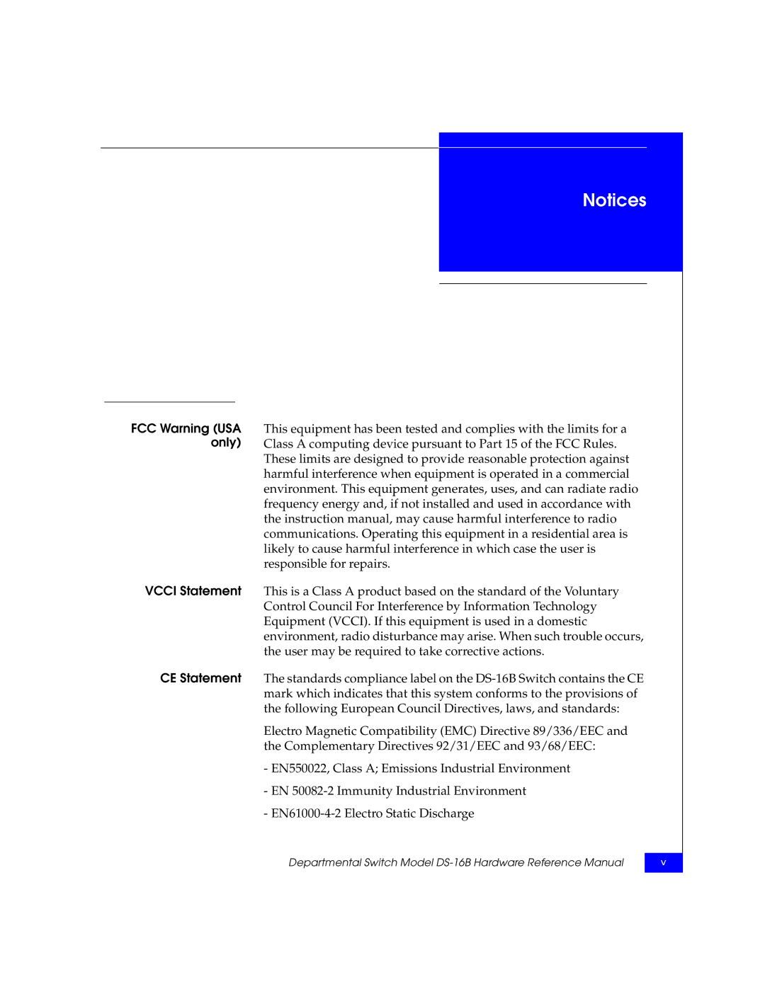 EMC DS-16B manual FCC Warning USA only 