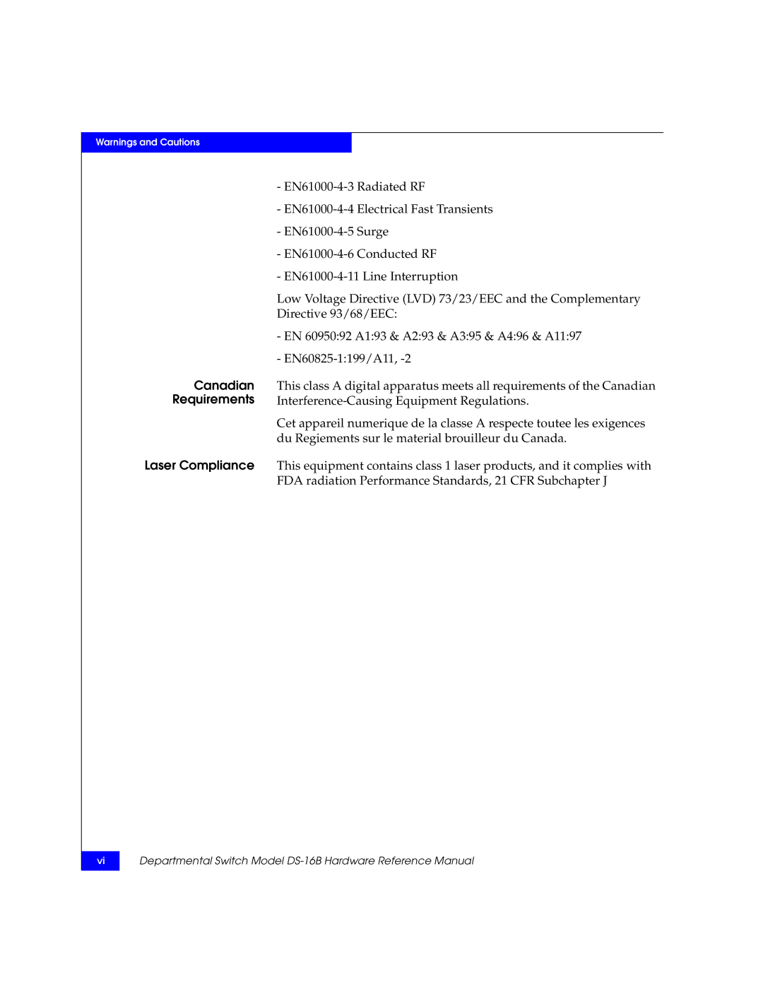 EMC manual Departmental Switch Model DS-16B Hardware Reference Manual 