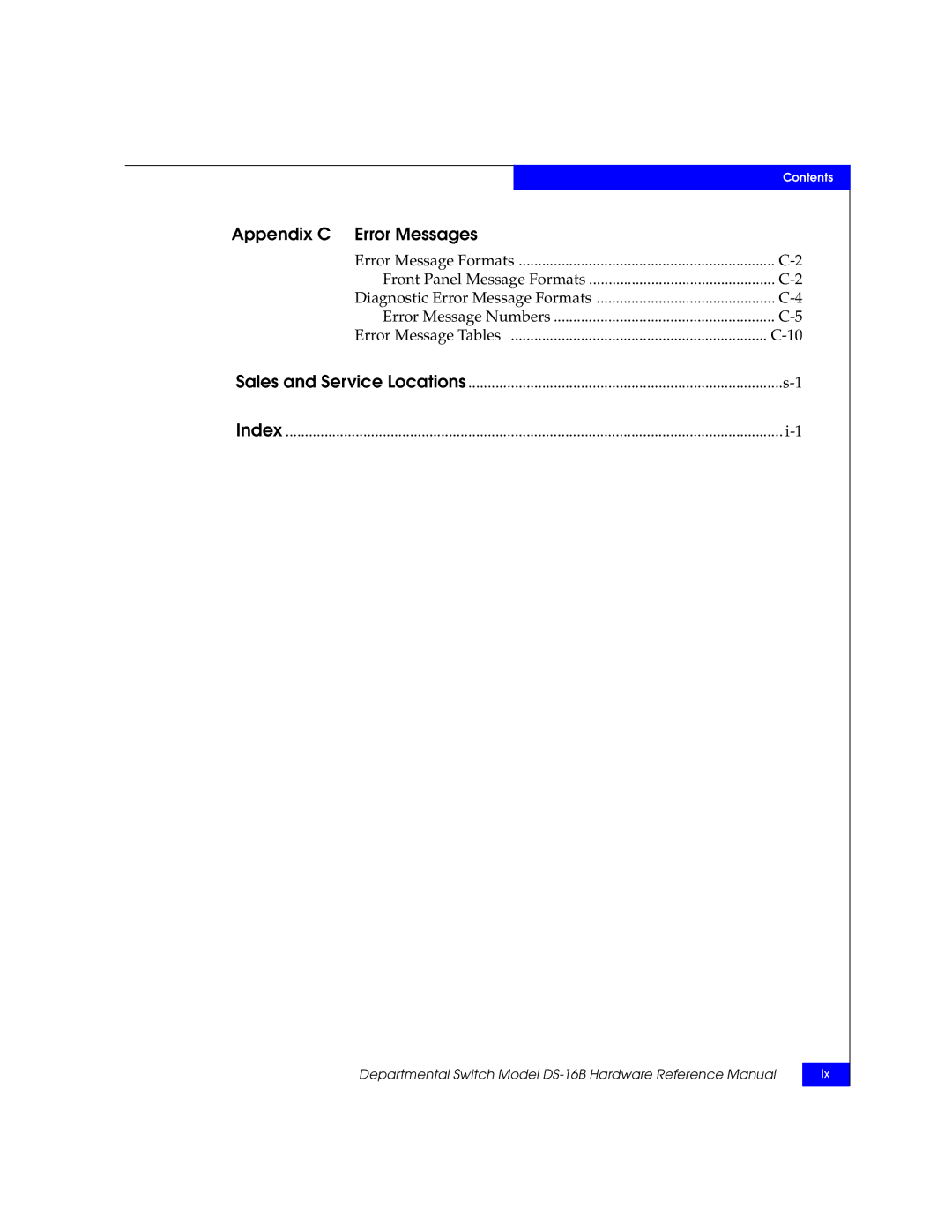 EMC DS-16B manual Appendix C Error Messages 