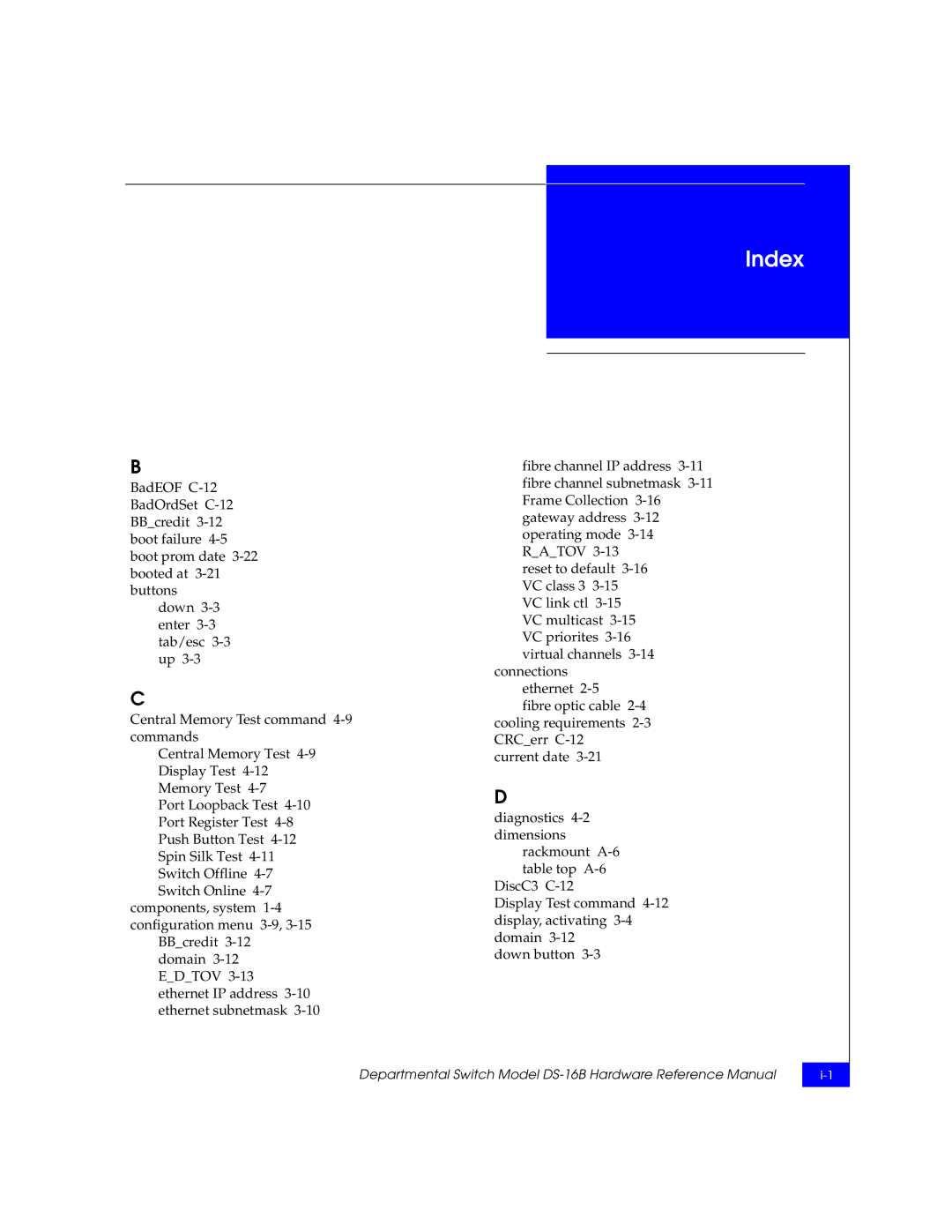 EMC DS-16B manual Index 