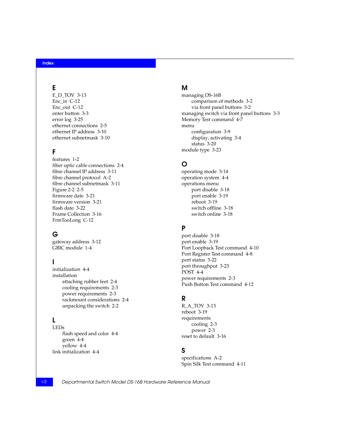 EMC DS-16B manual Index 