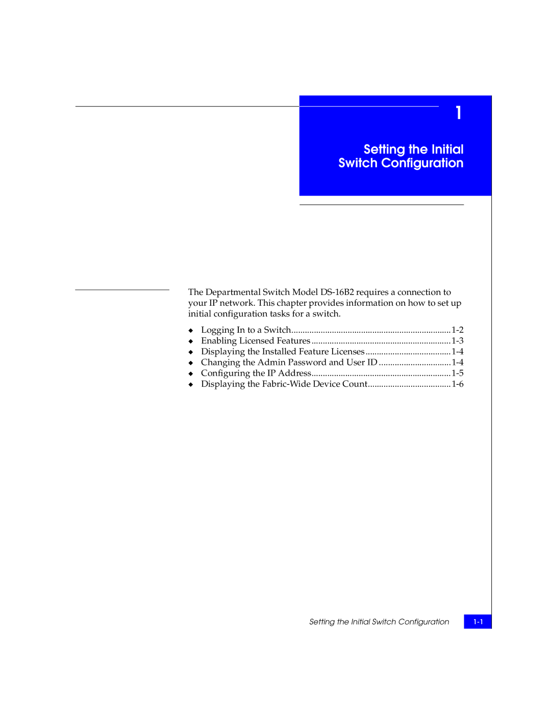 EMC DS-16B2 manual Setting the Initial Switch Configuration 