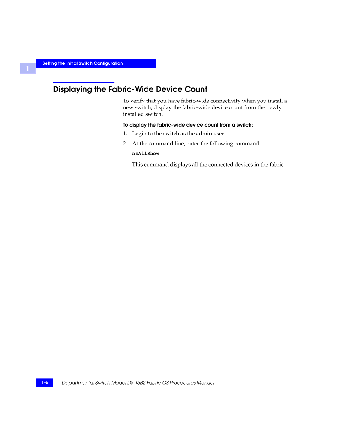 EMC DS-16B2 manual Displaying the Fabric-Wide Device Count 